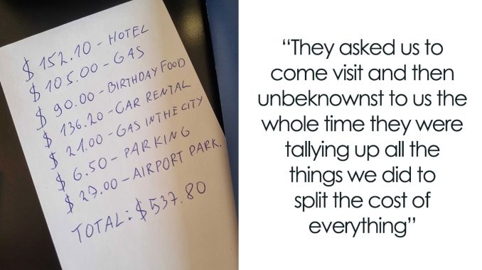 Woman Shocked To Get A List Of Everything She Owes Her Friend After Visiting