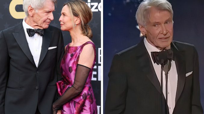 Harrison Ford Accepts Career Achievement Award With Tearful Tribute To Wife Calista Flockhart