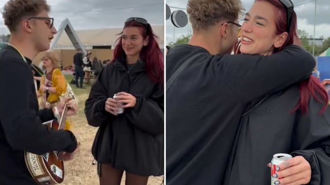 Dua Lipa “Desperate For Escape” As Fan Forces Her To Listen To His Song At Glastonbury