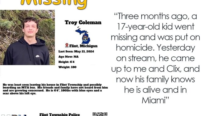 Michigan Teen Is Spotted On Livestream In Florida After Going Missing Less Than Two Months Ago
