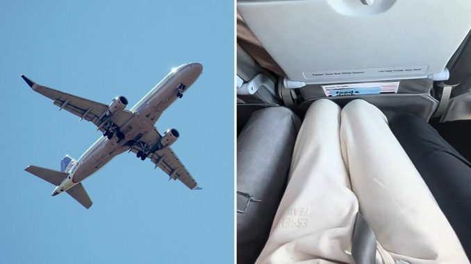 Woman Exposes Infuriating Manspreading While Sitting In The Middle Row Of An Airplane