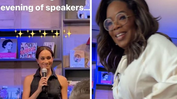 Awkward Moment As Oprah Interrupts Meghan Markle Mid-Speech During Book Store Opening
