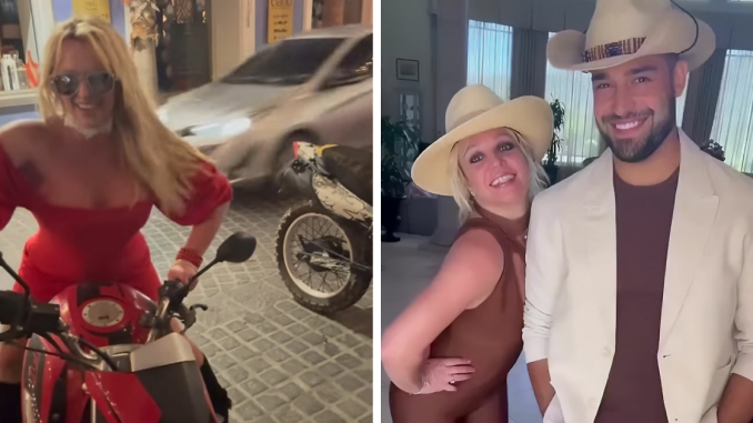 Britney Spears Hops On Motorcycle In Daring Red Dress After Ex Sam Asghari’s Shady Marriage Dig