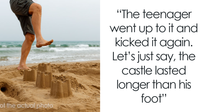 Teenagers Destroy A Child’s Sandcastle, The Kid Builds Another One With A Surprise Inside