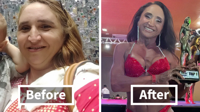 Before-And-After Photos Of Woman, 53, Go Viral After She Transforms Into Bodybuilding Champion