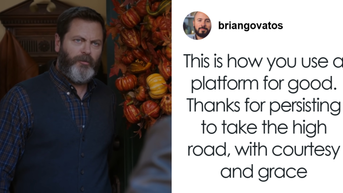 “Still Welcome In My Church”: Nick Offerman Praised For Another Brutal Clapback Against Homophobe